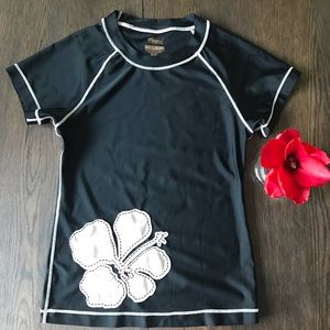 3/$15 Black RashGuard/Swim Shirt w/ Hibiscus